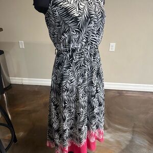 J.B.S. Black and White Maxi Dress with Pink Hem